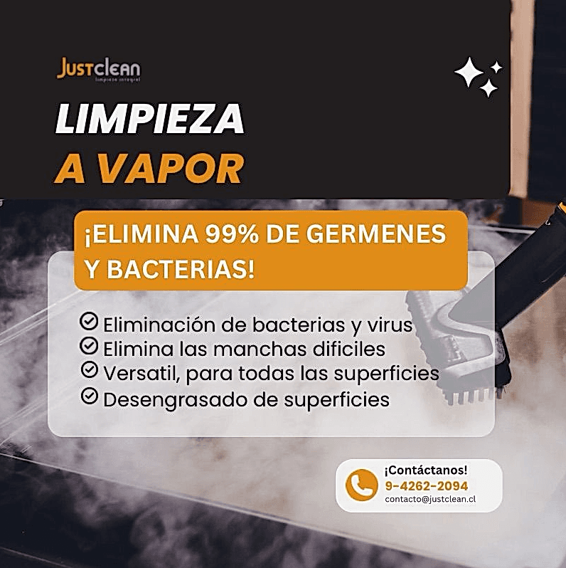 Servicio de limpieza a vapor - Elimina el 99% de gérmenes y bacterias
